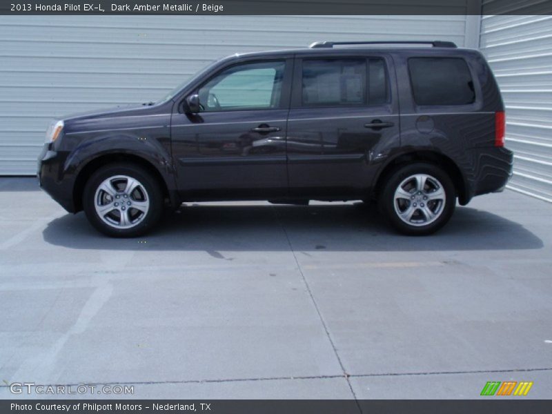 Dark Amber Metallic / Beige 2013 Honda Pilot EX-L