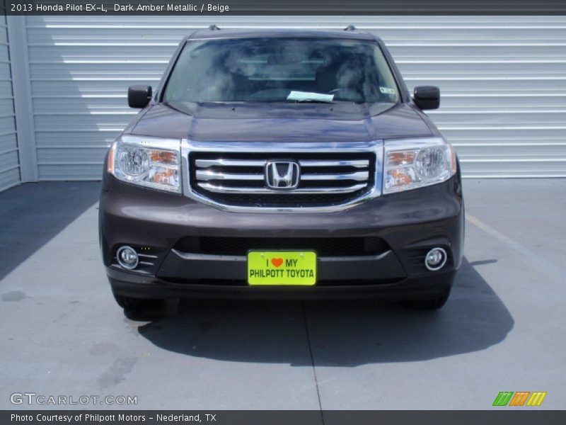 Dark Amber Metallic / Beige 2013 Honda Pilot EX-L