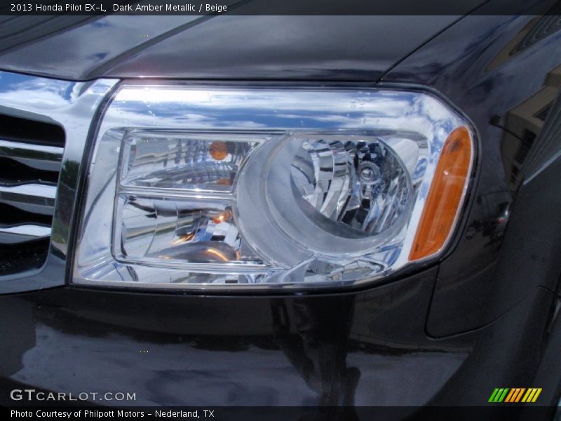 Dark Amber Metallic / Beige 2013 Honda Pilot EX-L