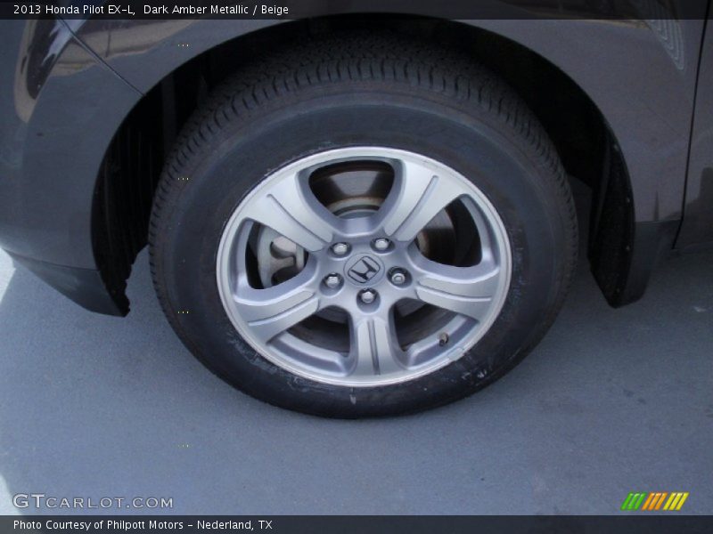 Dark Amber Metallic / Beige 2013 Honda Pilot EX-L