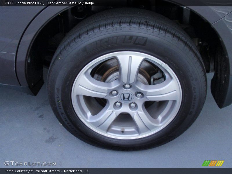Dark Amber Metallic / Beige 2013 Honda Pilot EX-L