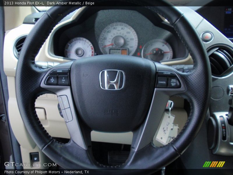 Dark Amber Metallic / Beige 2013 Honda Pilot EX-L