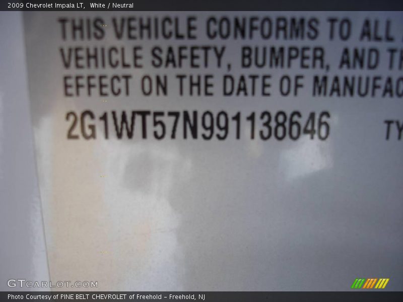 White / Neutral 2009 Chevrolet Impala LT