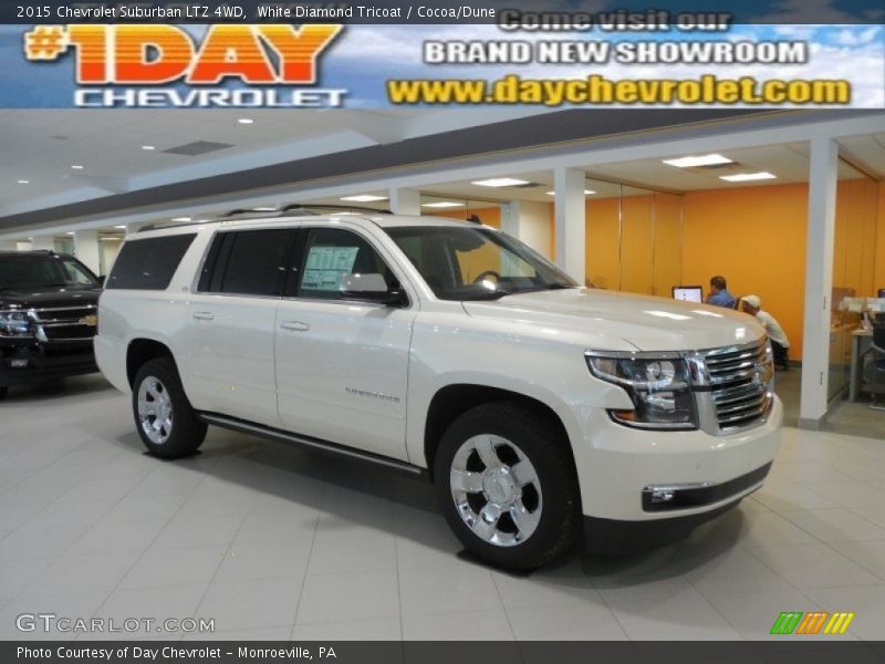 White Diamond Tricoat / Cocoa/Dune 2015 Chevrolet Suburban LTZ 4WD
