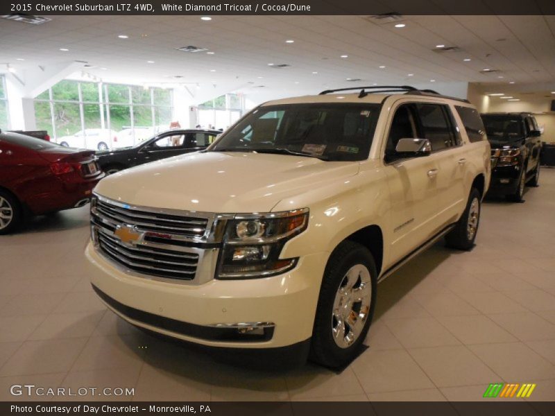 White Diamond Tricoat / Cocoa/Dune 2015 Chevrolet Suburban LTZ 4WD