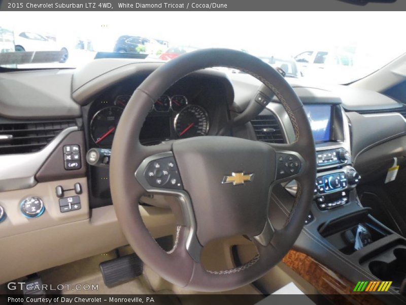 White Diamond Tricoat / Cocoa/Dune 2015 Chevrolet Suburban LTZ 4WD