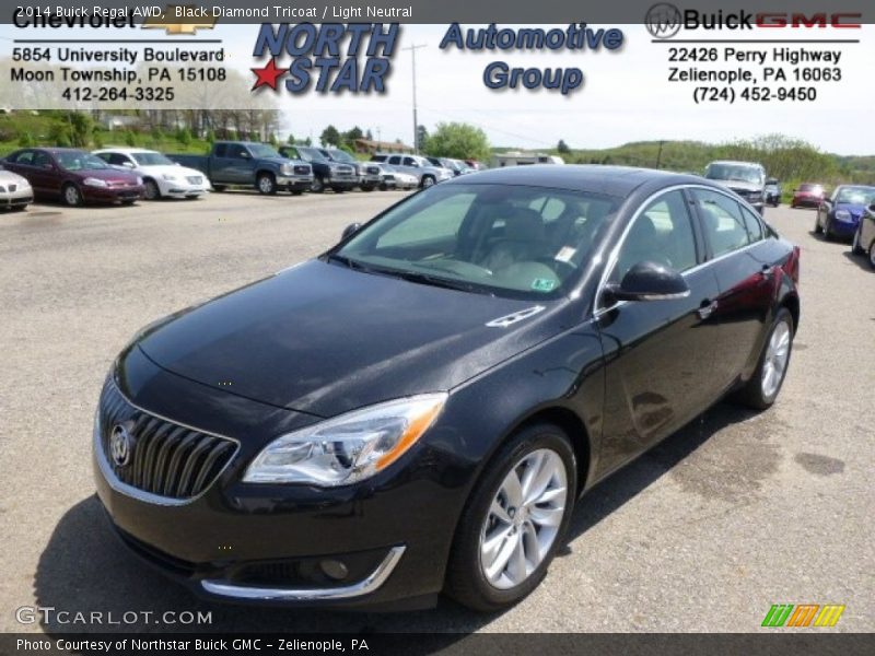 Black Diamond Tricoat / Light Neutral 2014 Buick Regal AWD