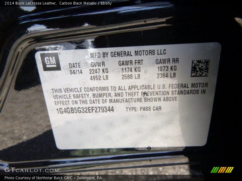 Carbon Black Metallic / Ebony 2014 Buick LaCrosse Leather