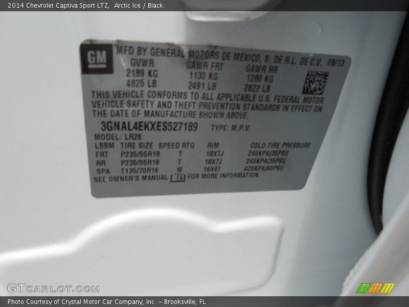 Arctic Ice / Black 2014 Chevrolet Captiva Sport LTZ