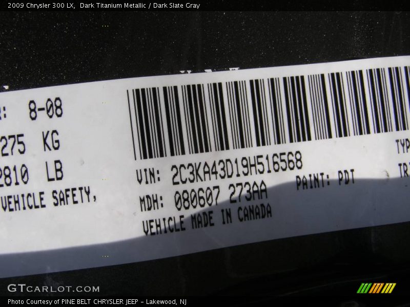 Dark Titanium Metallic / Dark Slate Gray 2009 Chrysler 300 LX