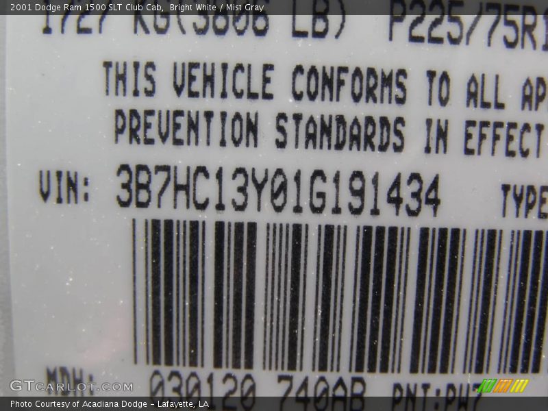Bright White / Mist Gray 2001 Dodge Ram 1500 SLT Club Cab