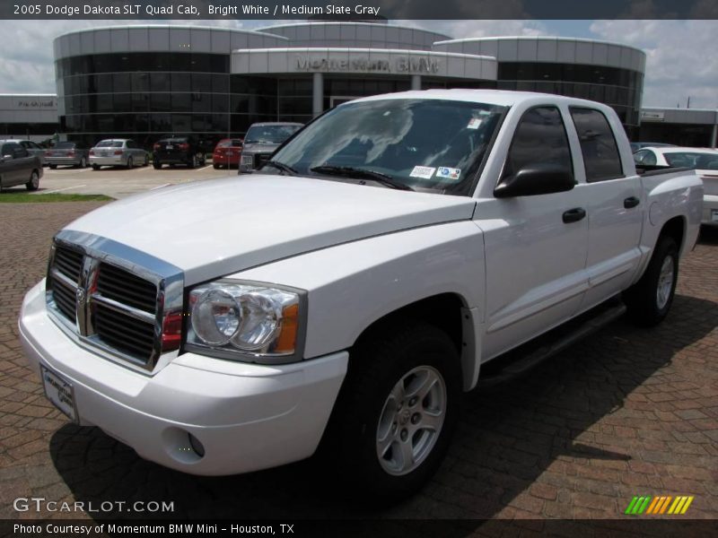 Bright White / Medium Slate Gray 2005 Dodge Dakota SLT Quad Cab