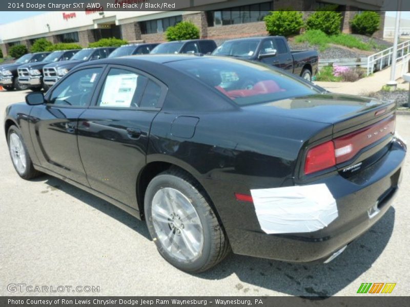 Pitch Black / Black/Red 2014 Dodge Charger SXT AWD