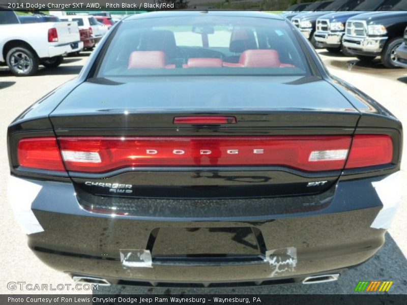 Pitch Black / Black/Red 2014 Dodge Charger SXT AWD