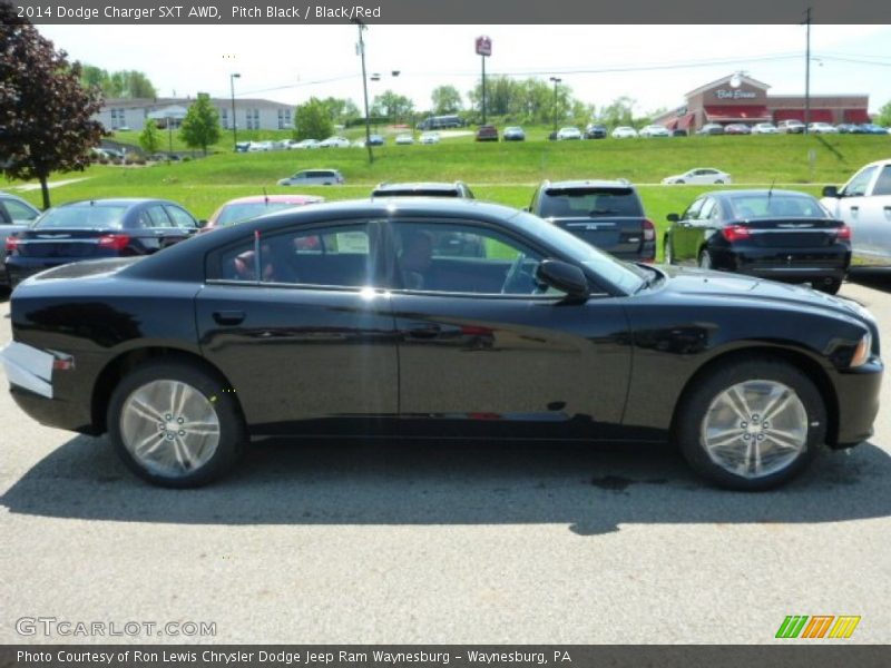 Pitch Black / Black/Red 2014 Dodge Charger SXT AWD