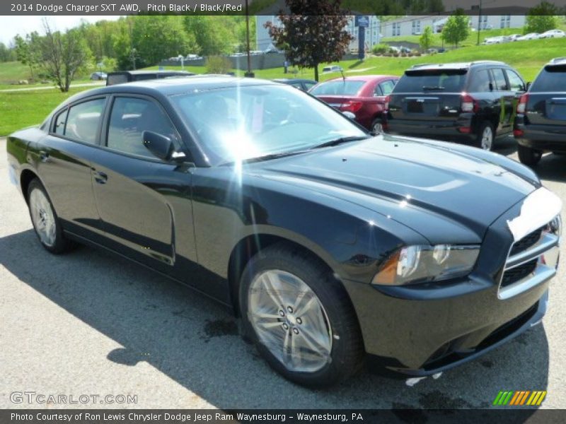 Pitch Black / Black/Red 2014 Dodge Charger SXT AWD