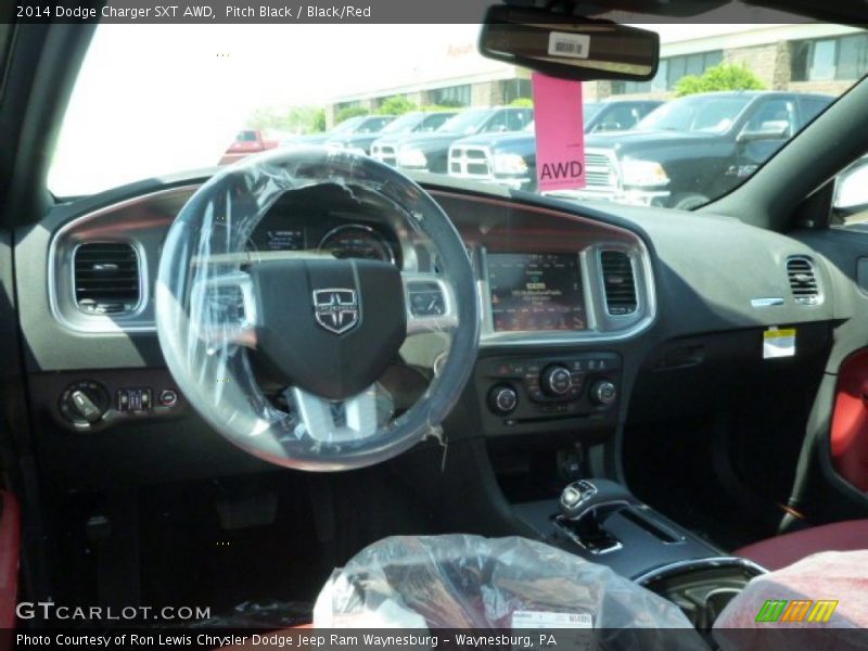 Pitch Black / Black/Red 2014 Dodge Charger SXT AWD