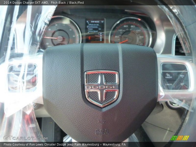 Pitch Black / Black/Red 2014 Dodge Charger SXT AWD
