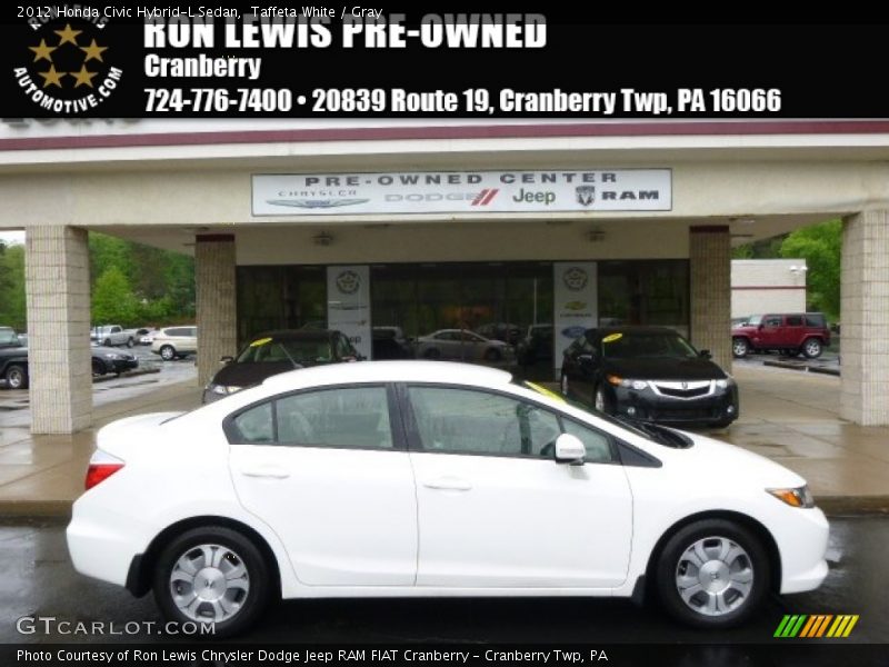 Taffeta White / Gray 2012 Honda Civic Hybrid-L Sedan