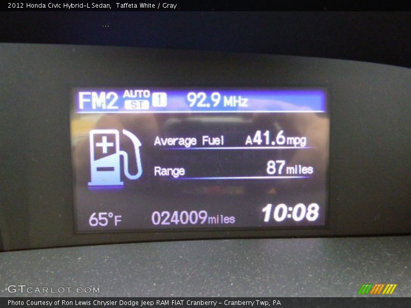 Taffeta White / Gray 2012 Honda Civic Hybrid-L Sedan
