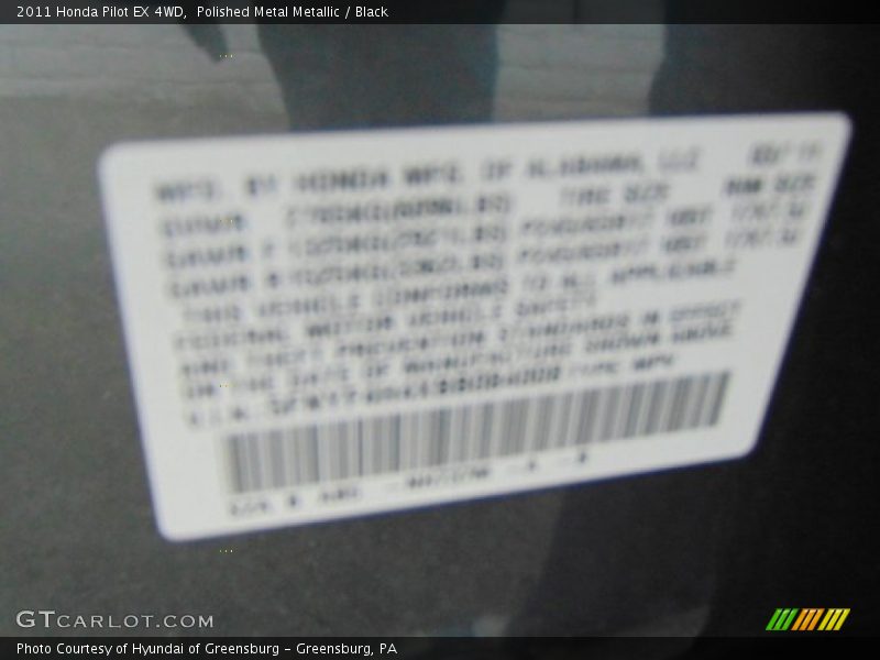 Polished Metal Metallic / Black 2011 Honda Pilot EX 4WD