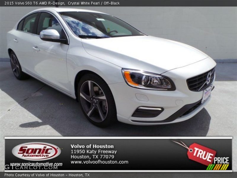Crystal White Pearl / Off-Black 2015 Volvo S60 T6 AWD R-Design