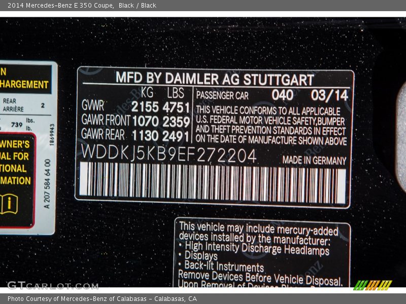 Black / Black 2014 Mercedes-Benz E 350 Coupe