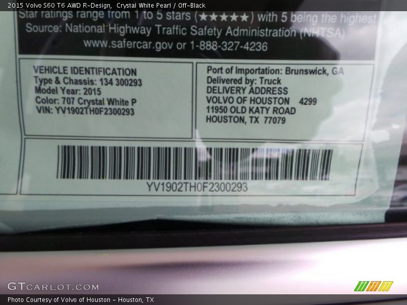 Crystal White Pearl / Off-Black 2015 Volvo S60 T6 AWD R-Design