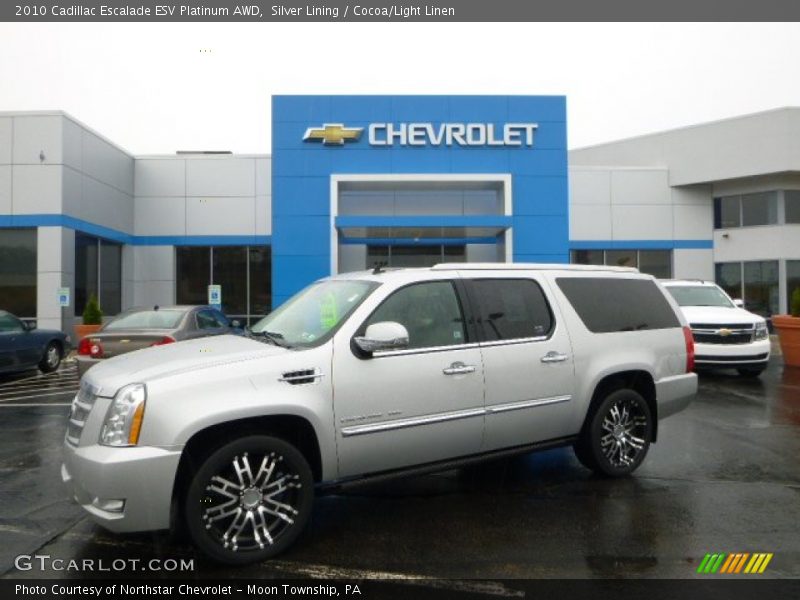 Silver Lining / Cocoa/Light Linen 2010 Cadillac Escalade ESV Platinum AWD