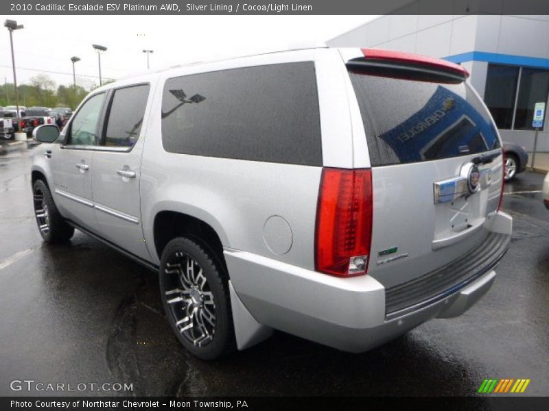 Silver Lining / Cocoa/Light Linen 2010 Cadillac Escalade ESV Platinum AWD
