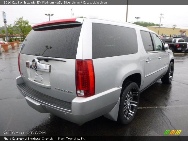 Silver Lining / Cocoa/Light Linen 2010 Cadillac Escalade ESV Platinum AWD