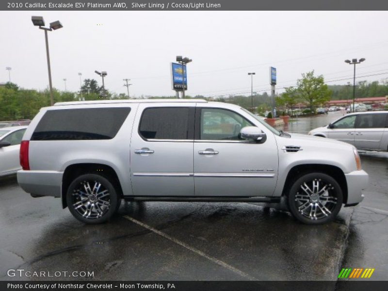 Silver Lining / Cocoa/Light Linen 2010 Cadillac Escalade ESV Platinum AWD