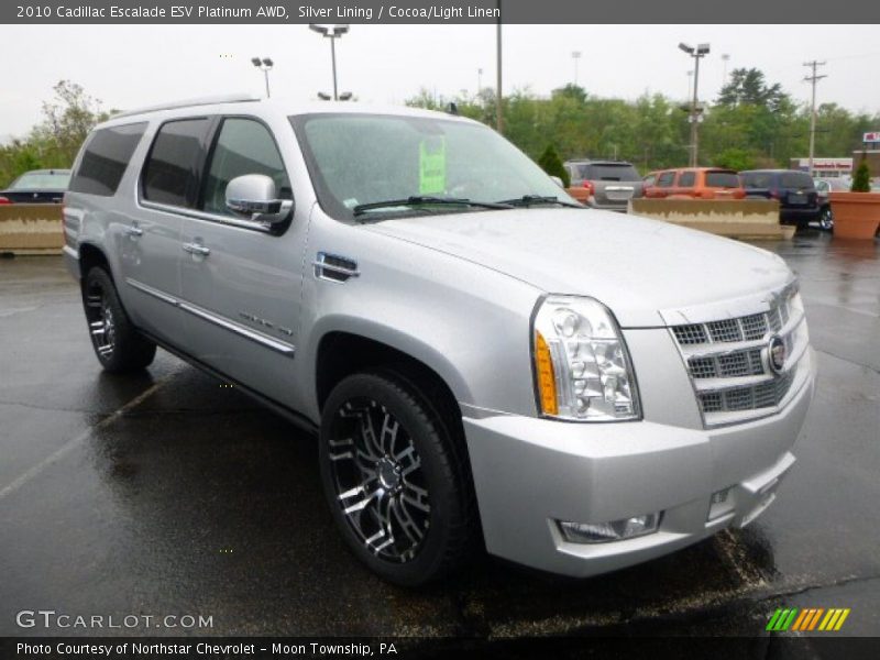 Silver Lining / Cocoa/Light Linen 2010 Cadillac Escalade ESV Platinum AWD