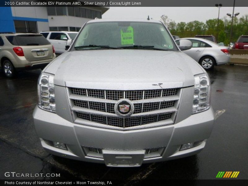 Silver Lining / Cocoa/Light Linen 2010 Cadillac Escalade ESV Platinum AWD