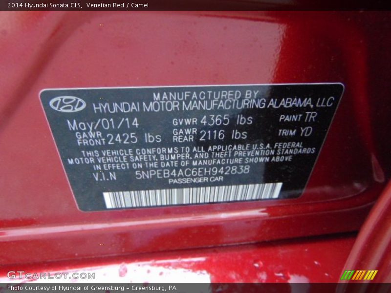 Venetian Red / Camel 2014 Hyundai Sonata GLS