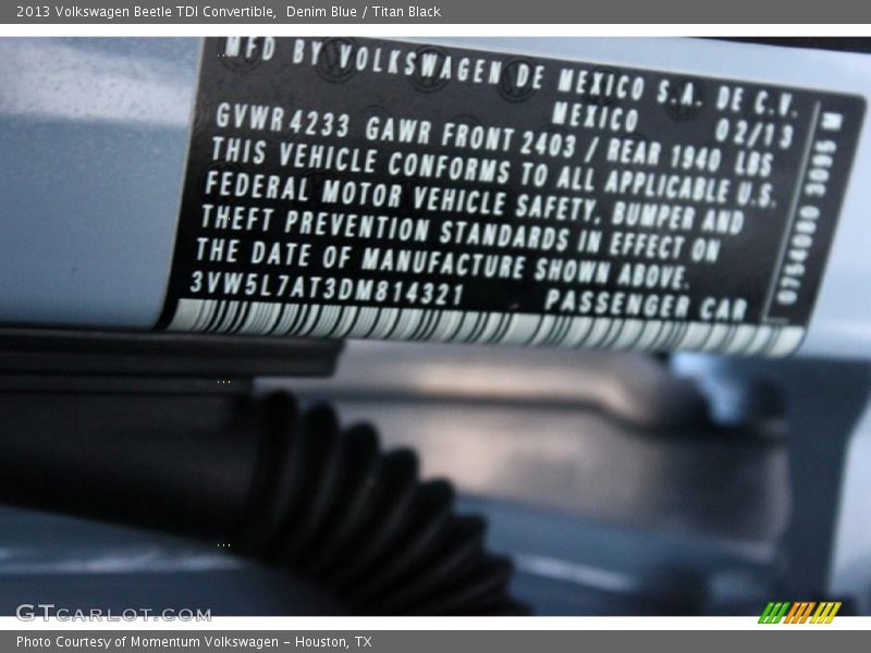 Denim Blue / Titan Black 2013 Volkswagen Beetle TDI Convertible