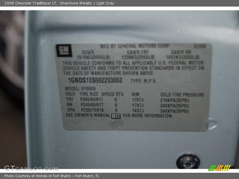 Silverstone Metallic / Light Gray 2008 Chevrolet TrailBlazer LT