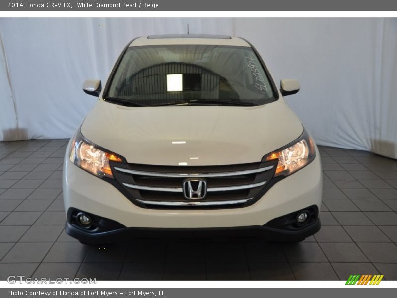White Diamond Pearl / Beige 2014 Honda CR-V EX