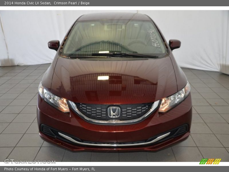 Crimson Pearl / Beige 2014 Honda Civic LX Sedan