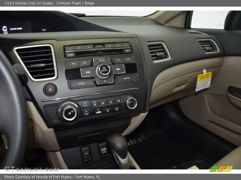 Crimson Pearl / Beige 2014 Honda Civic LX Sedan