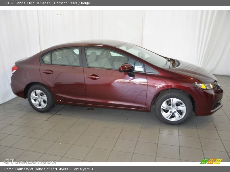 Crimson Pearl / Beige 2014 Honda Civic LX Sedan