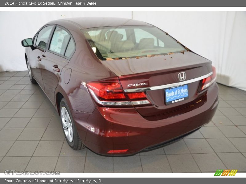 Crimson Pearl / Beige 2014 Honda Civic LX Sedan