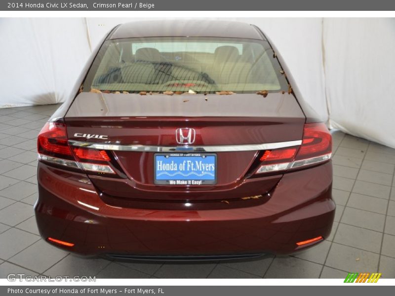 Crimson Pearl / Beige 2014 Honda Civic LX Sedan