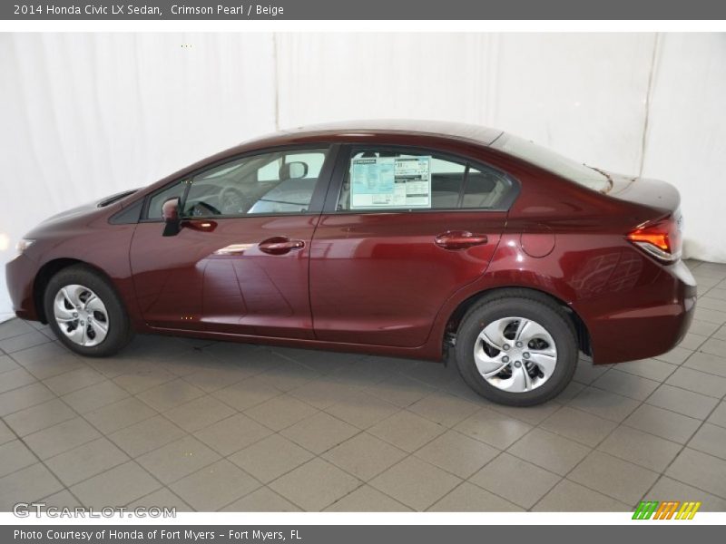 Crimson Pearl / Beige 2014 Honda Civic LX Sedan