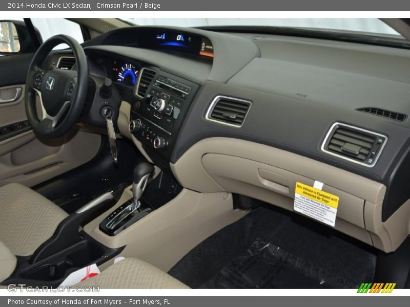 Crimson Pearl / Beige 2014 Honda Civic LX Sedan