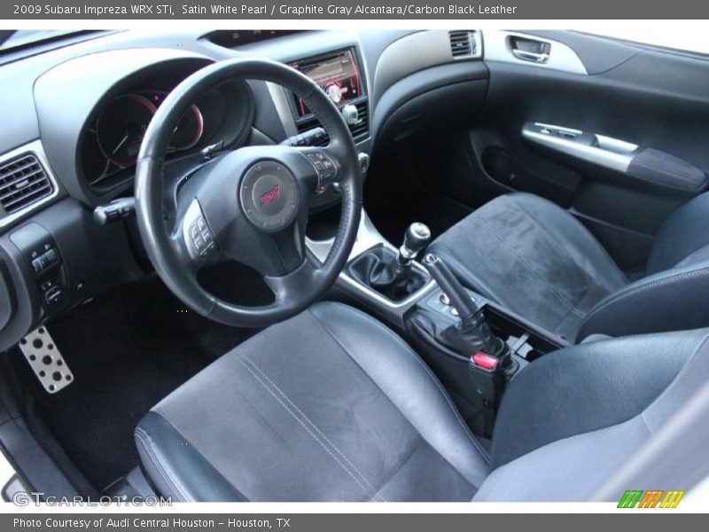 Satin White Pearl / Graphite Gray Alcantara/Carbon Black Leather 2009 Subaru Impreza WRX STi