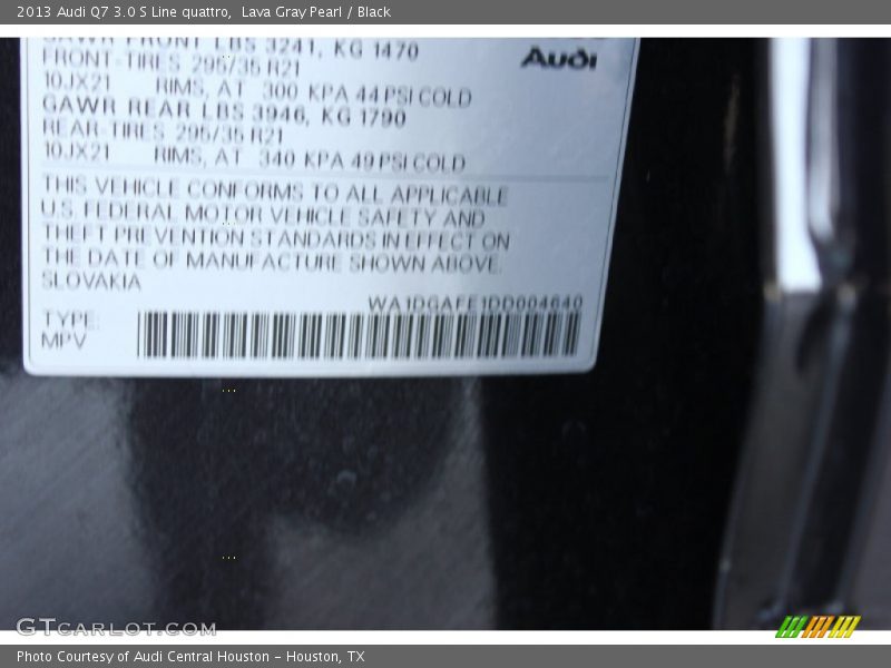Lava Gray Pearl / Black 2013 Audi Q7 3.0 S Line quattro