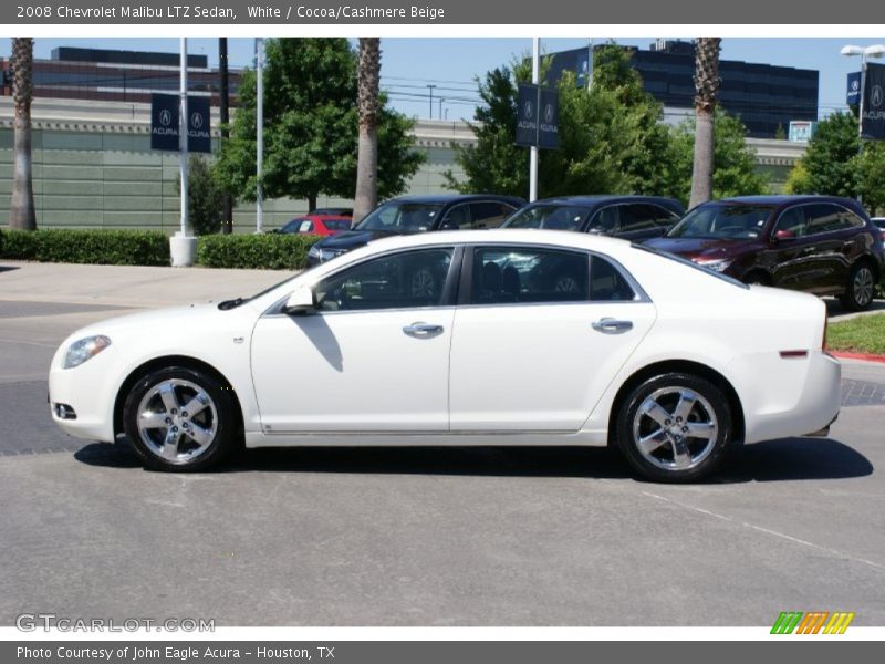 White / Cocoa/Cashmere Beige 2008 Chevrolet Malibu LTZ Sedan