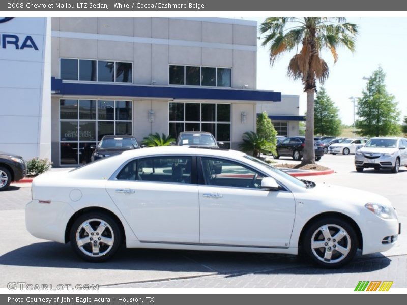 White / Cocoa/Cashmere Beige 2008 Chevrolet Malibu LTZ Sedan