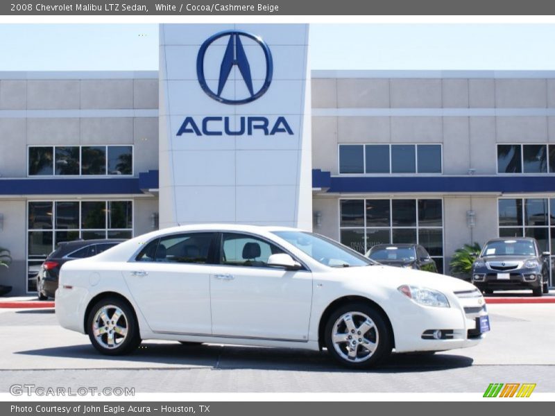 White / Cocoa/Cashmere Beige 2008 Chevrolet Malibu LTZ Sedan